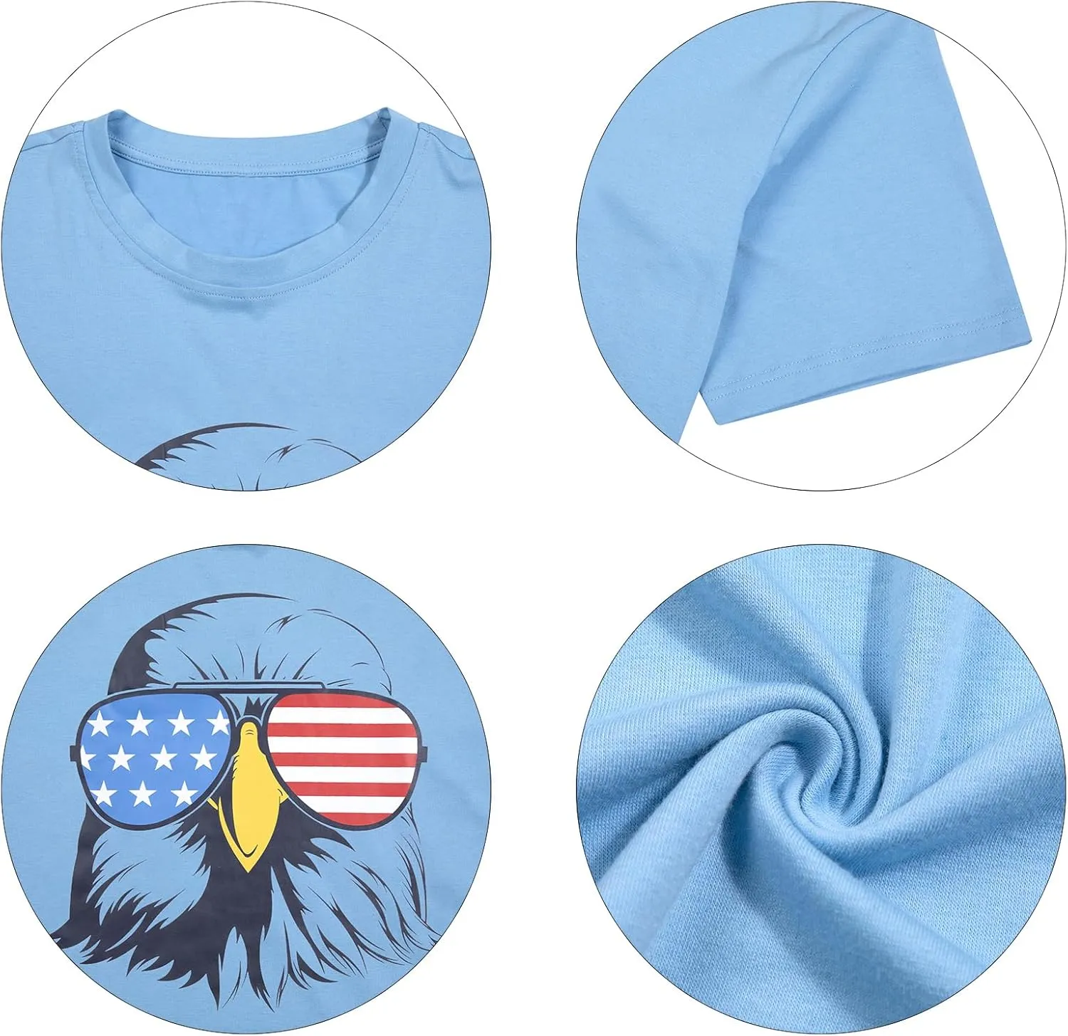 USA Shirts for Women 4th of July Shirt American Flag Eagle with Sunglasses Shirt Independence Day Tee