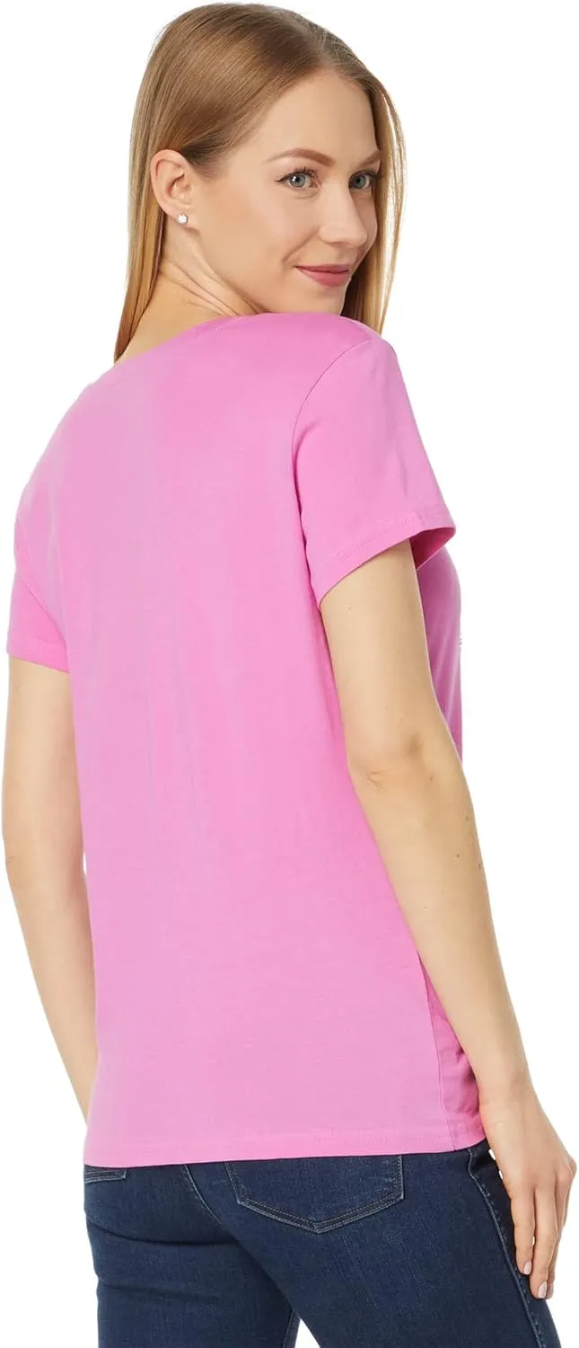 USPA STUD EMBELLISHED V-NECK T-SHIRT