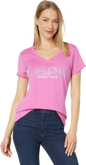 USPA STUD EMBELLISHED V-NECK T-SHIRT