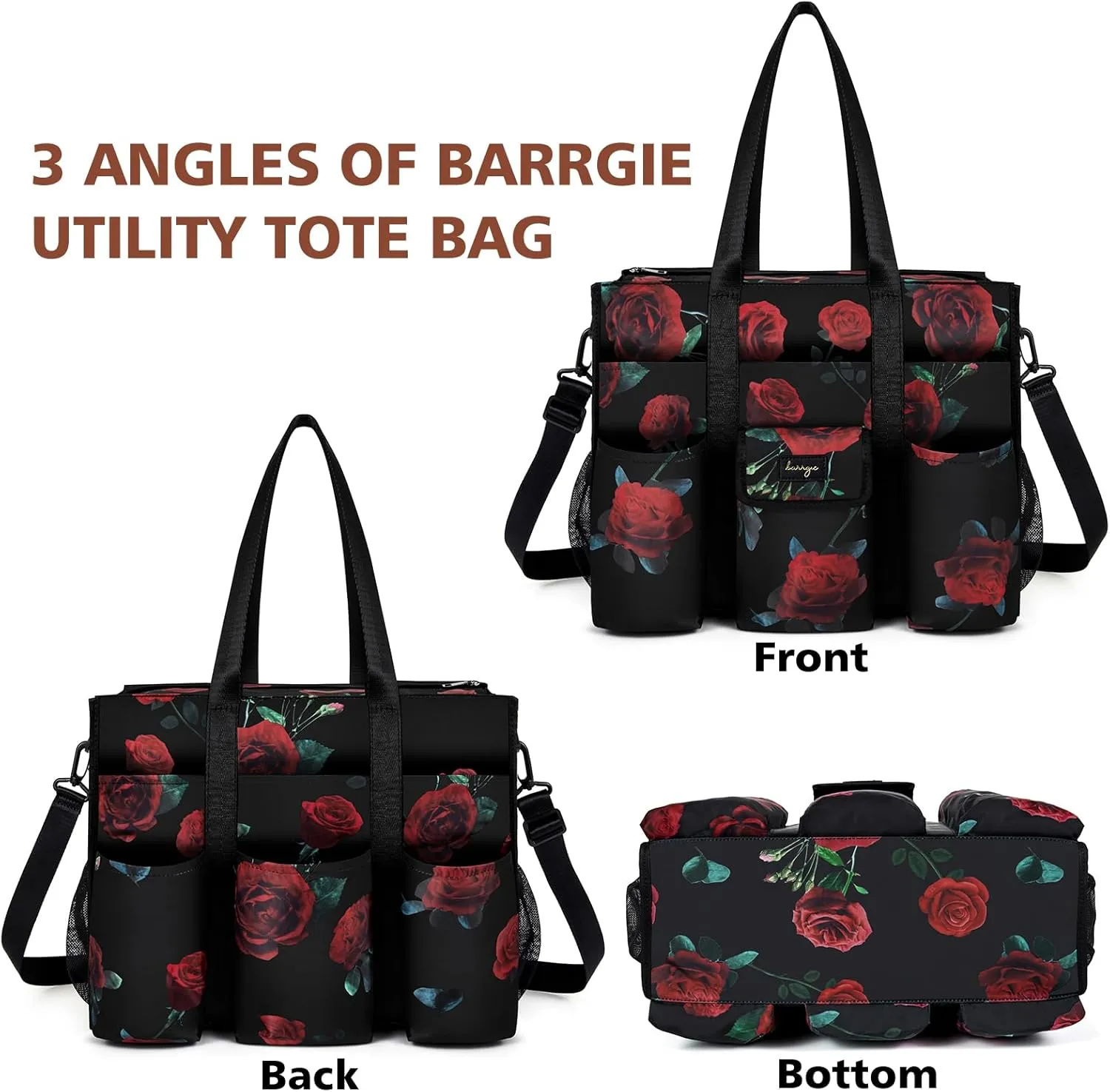 Utility Tote - Water Resistant with 19 Exterior/Interior Pockets - Large Women/Teacher/Work Bag
