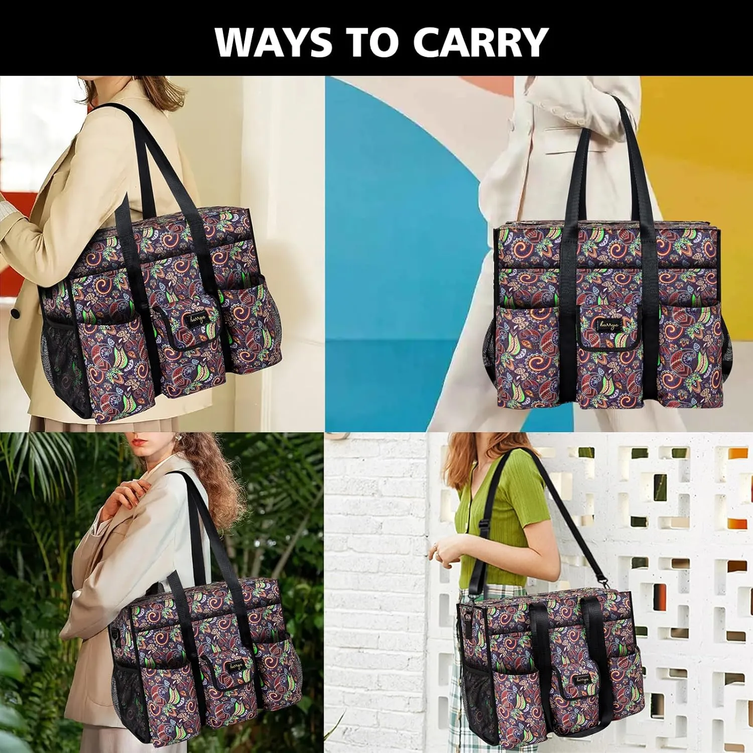 Utility Tote - Water Resistant with 19 Exterior/Interior Pockets - Large Women/Teacher/Work Bag
