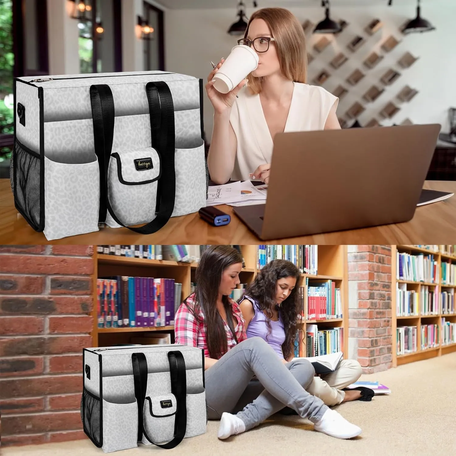 Utility Tote - Water Resistant with 19 Exterior/Interior Pockets - Large Women/Teacher/Work Bag