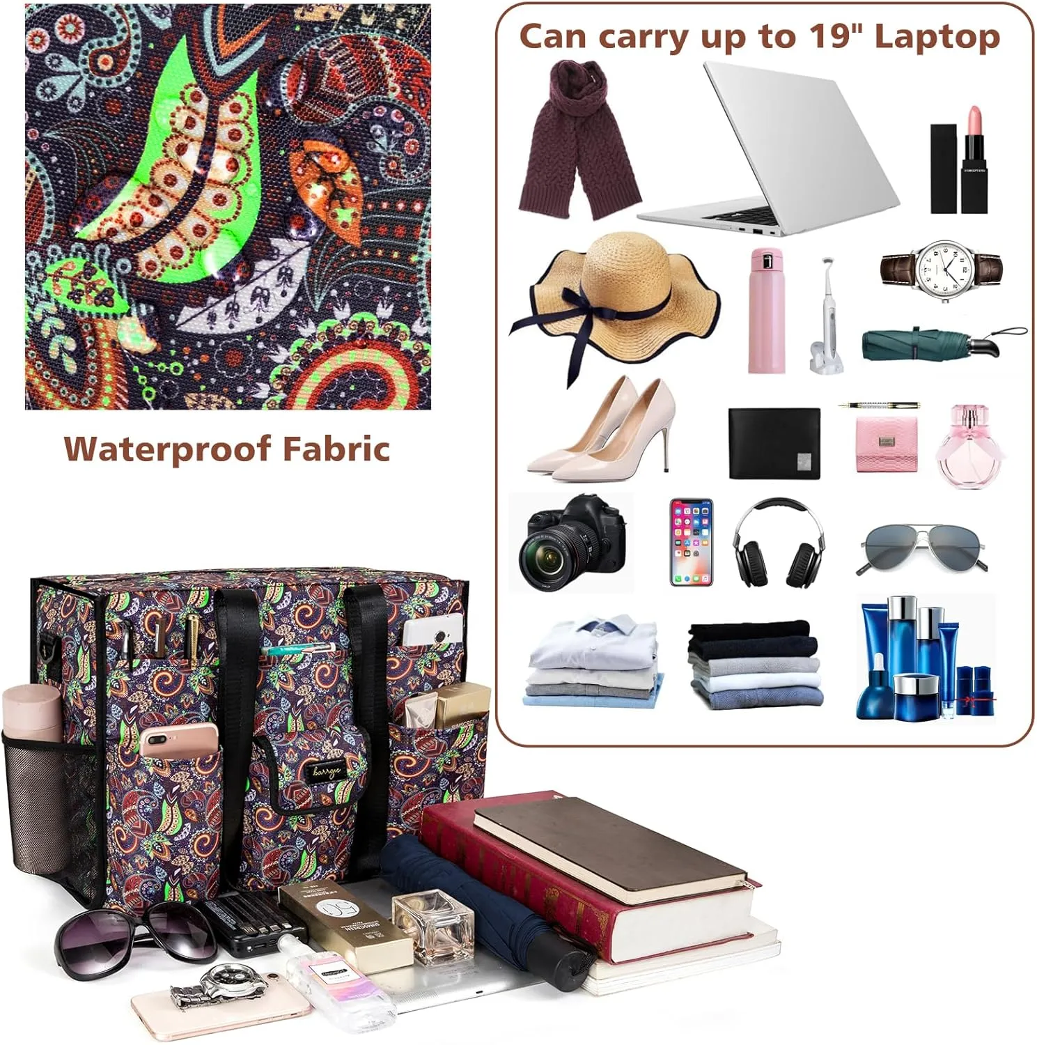 Utility Tote - Water Resistant with 19 Exterior/Interior Pockets - Large Women/Teacher/Work Bag
