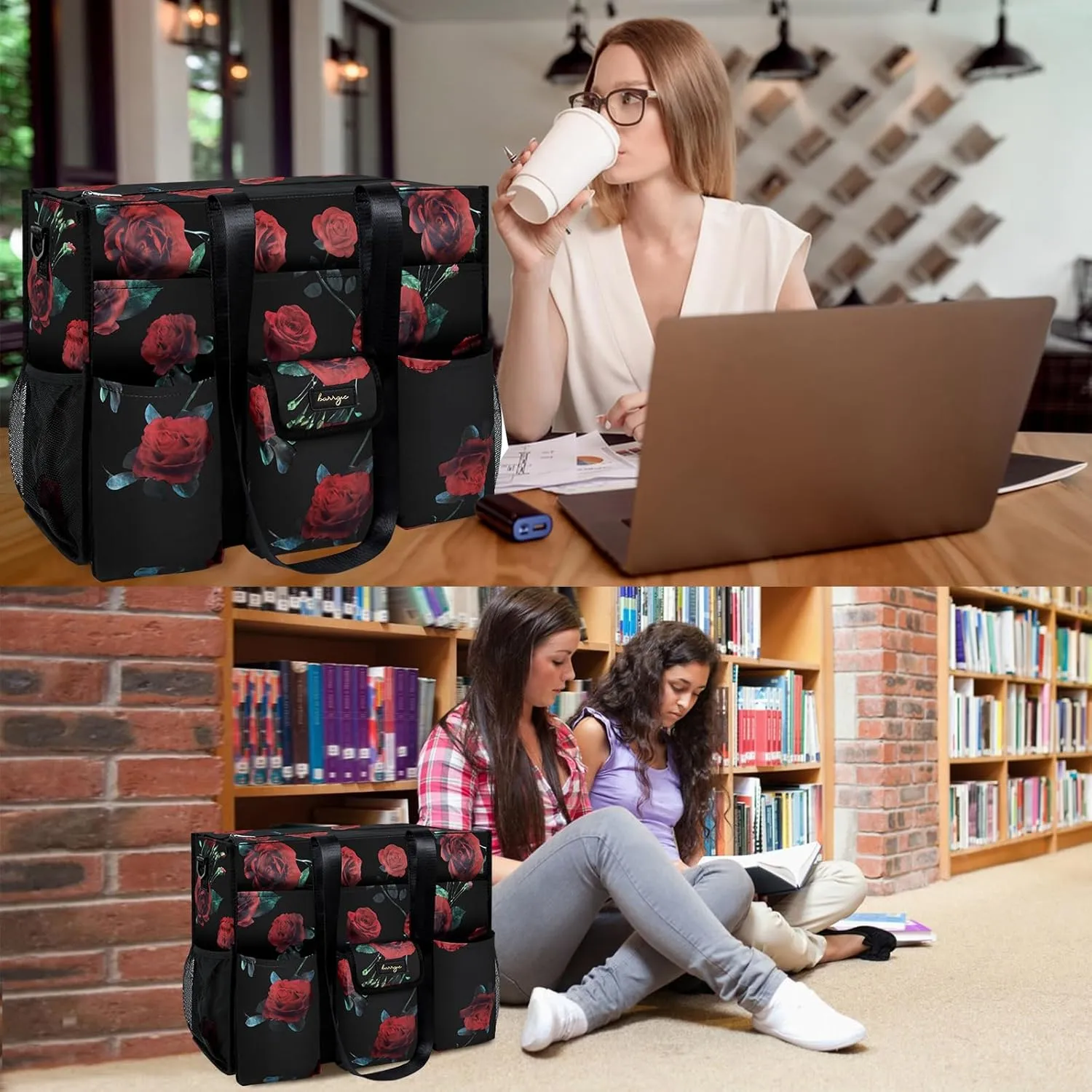 Utility Tote - Water Resistant with 19 Exterior/Interior Pockets - Large Women/Teacher/Work Bag