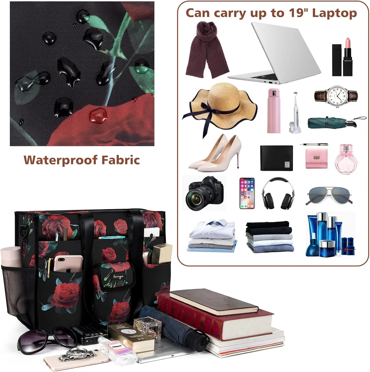 Utility Tote - Water Resistant with 19 Exterior/Interior Pockets - Large Women/Teacher/Work Bag