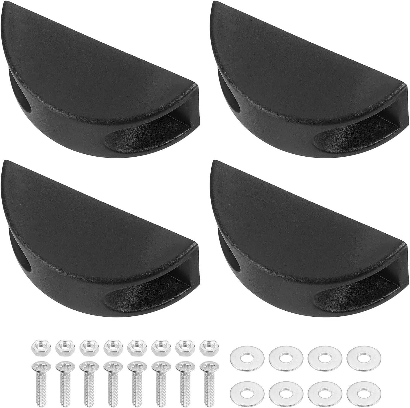 uxcell 4Pcs Luggage Replacement Pads, Plastic Luggage Stand Feet Stud, Suitcase and Travel Gear Bottom Side Accessories with with Screws, Nuts and Washers, Black (65x30x25mm)