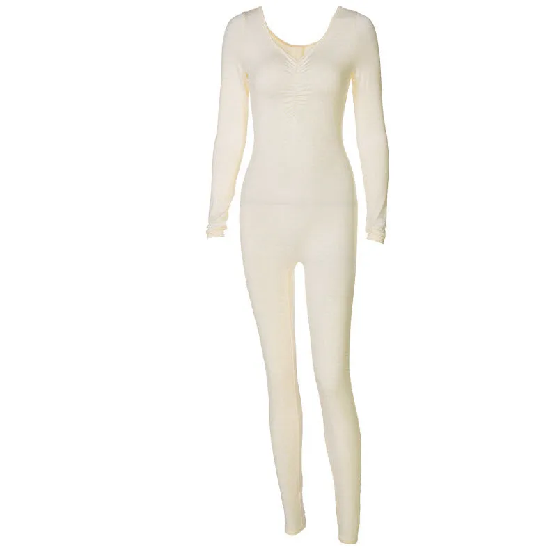 V-Neck Skinny Jumpsuits Wholesale Womens Clothing SJ180715