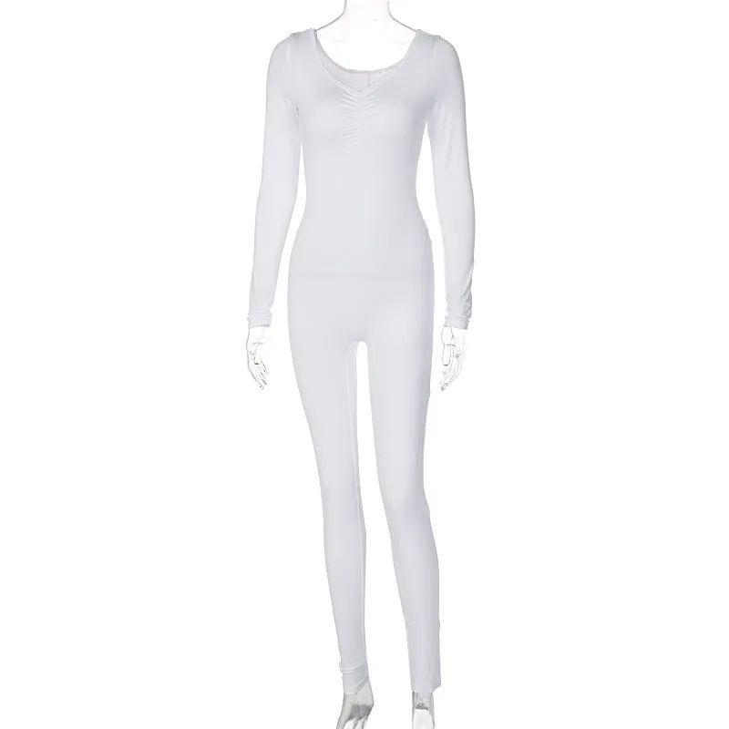 V-Neck Skinny Jumpsuits Wholesale Womens Clothing SJ180715
