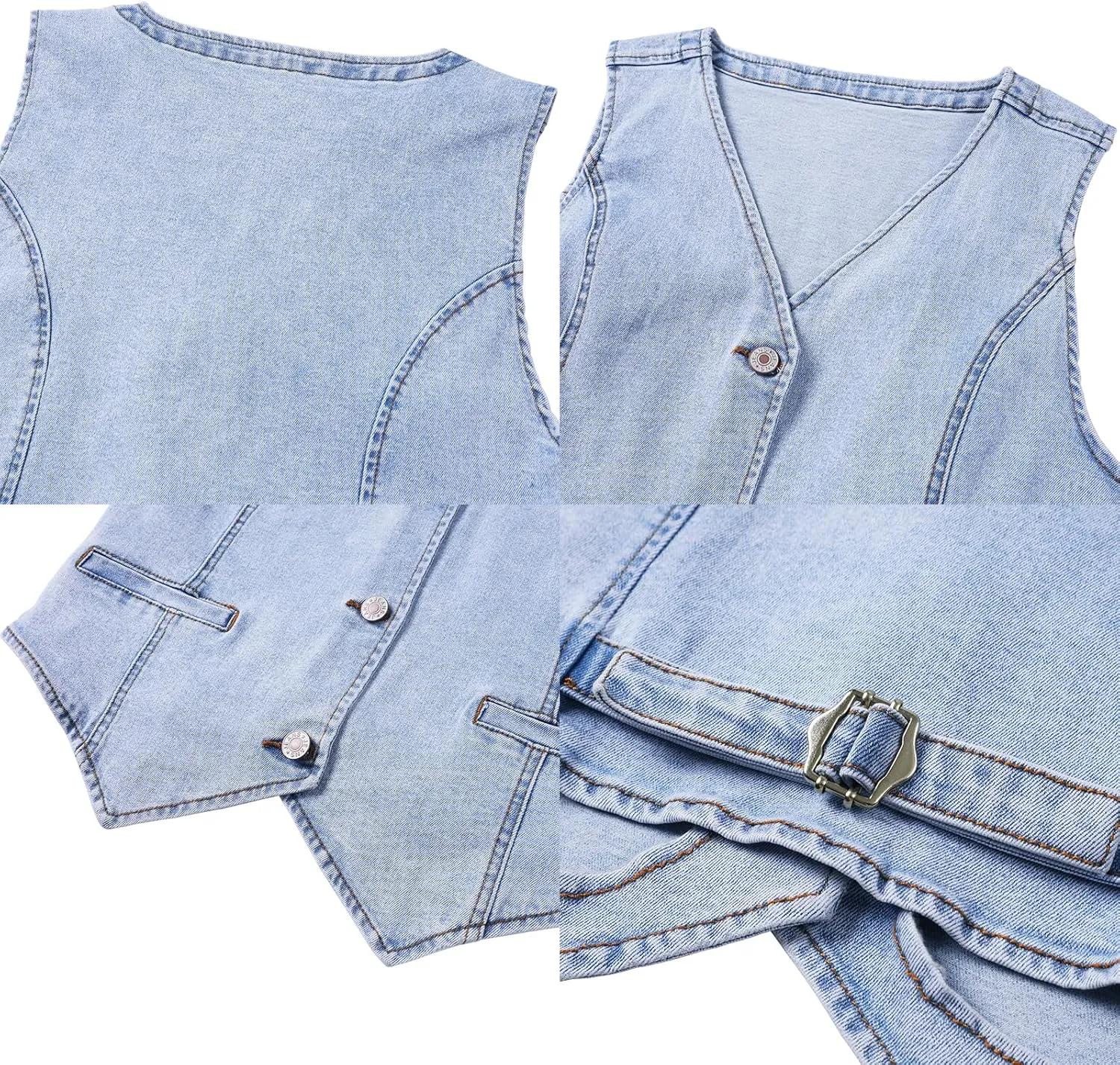 V VOCNI Womens Denim Vest Sleeveless Jean Vest Top Cropped Denim Tops Fashion Western Vest