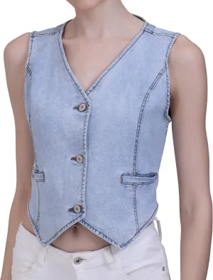 V VOCNI Womens Denim Vest Sleeveless Jean Vest Top Cropped Denim Tops Fashion Western Vest