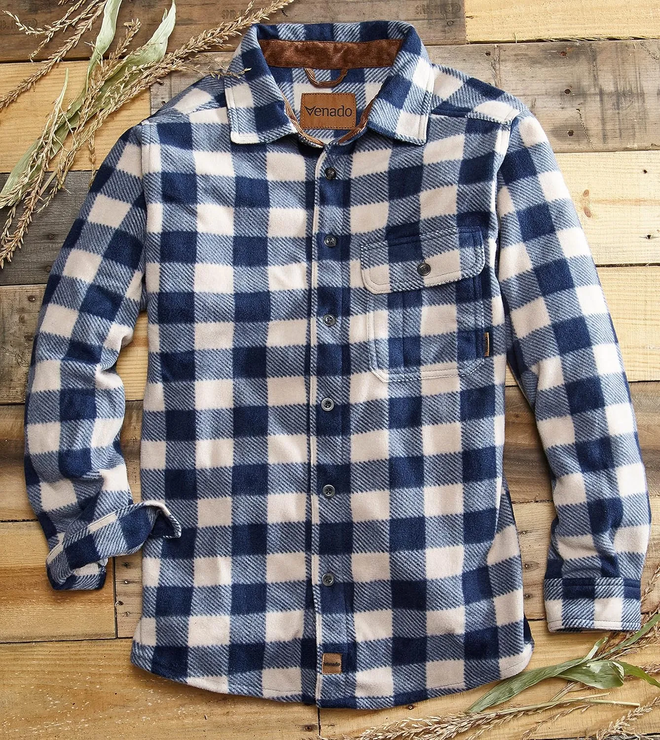 Venado Mens Plaid Shirts for Men - Heavyweight Buffalo Plaid Fleece Shirt - Soft
