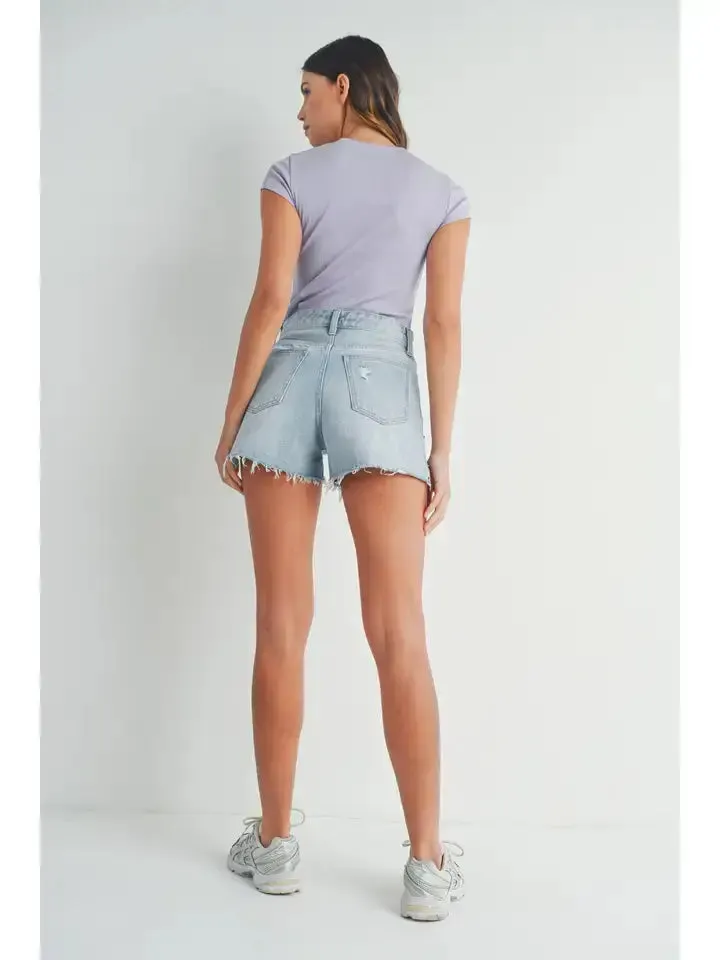 VINTAGE FRAYED HEM SHORT DENIM