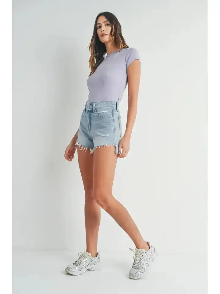 VINTAGE FRAYED HEM SHORT DENIM