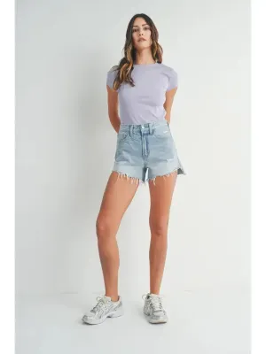 VINTAGE FRAYED HEM SHORT DENIM