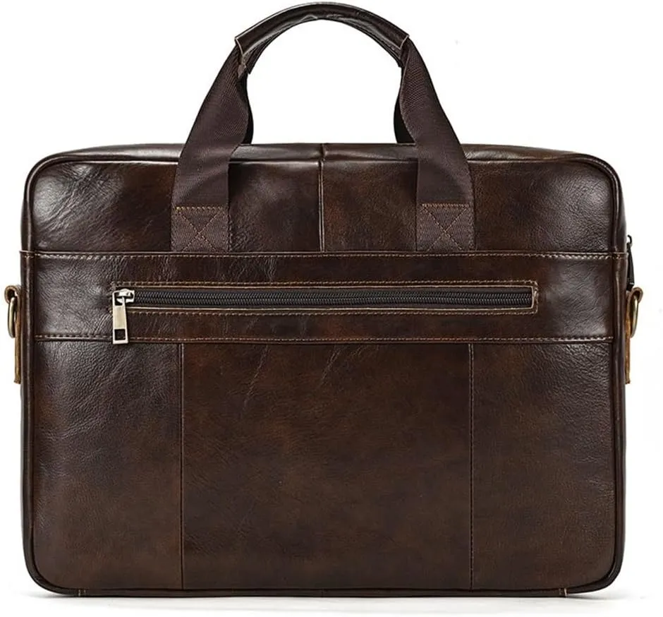 Vintage Travel Hand Bag Carry on Laptop Briefcase Business Shoulder Messenger Leather Waterproof For Computer