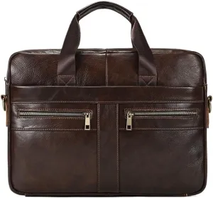 Vintage Travel Hand Bag Carry on Laptop Briefcase Business Shoulder Messenger Leather Waterproof For Computer