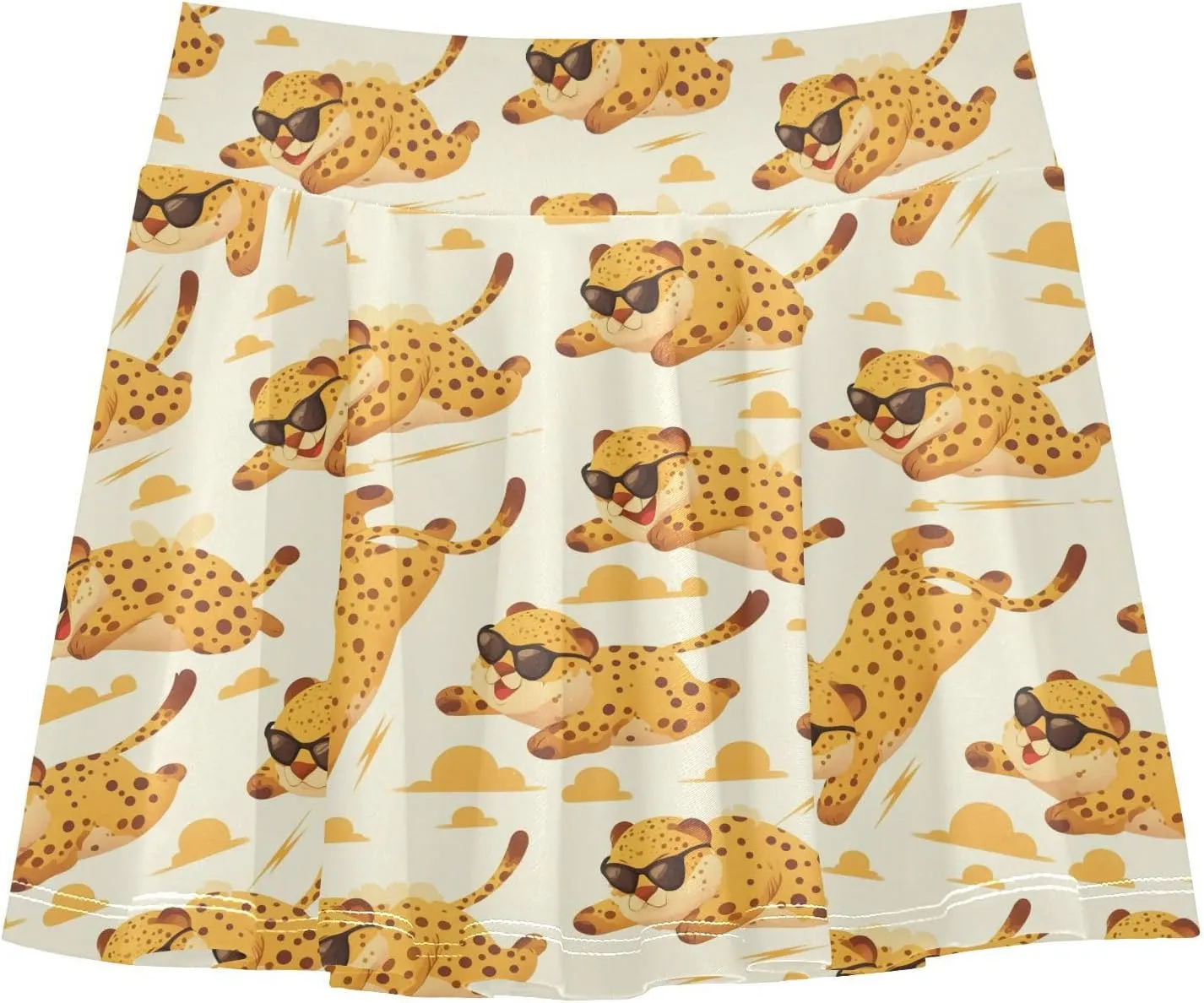 visesunny Girls Flowy Pleated Skirt Fat Cheetah Sunglasses Tennis Golf Fashion Short Skorts for Casual Dance Outfit