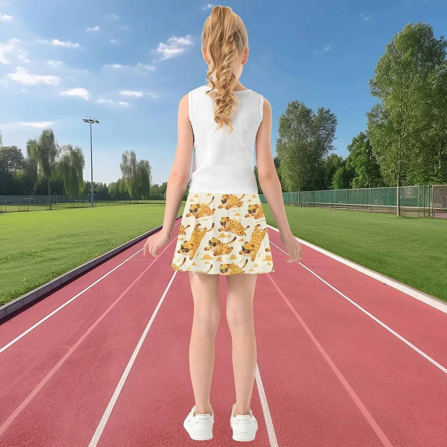 visesunny Girls Flowy Pleated Skirt Fat Cheetah Sunglasses Tennis Golf Fashion Short Skorts for Casual Dance Outfit