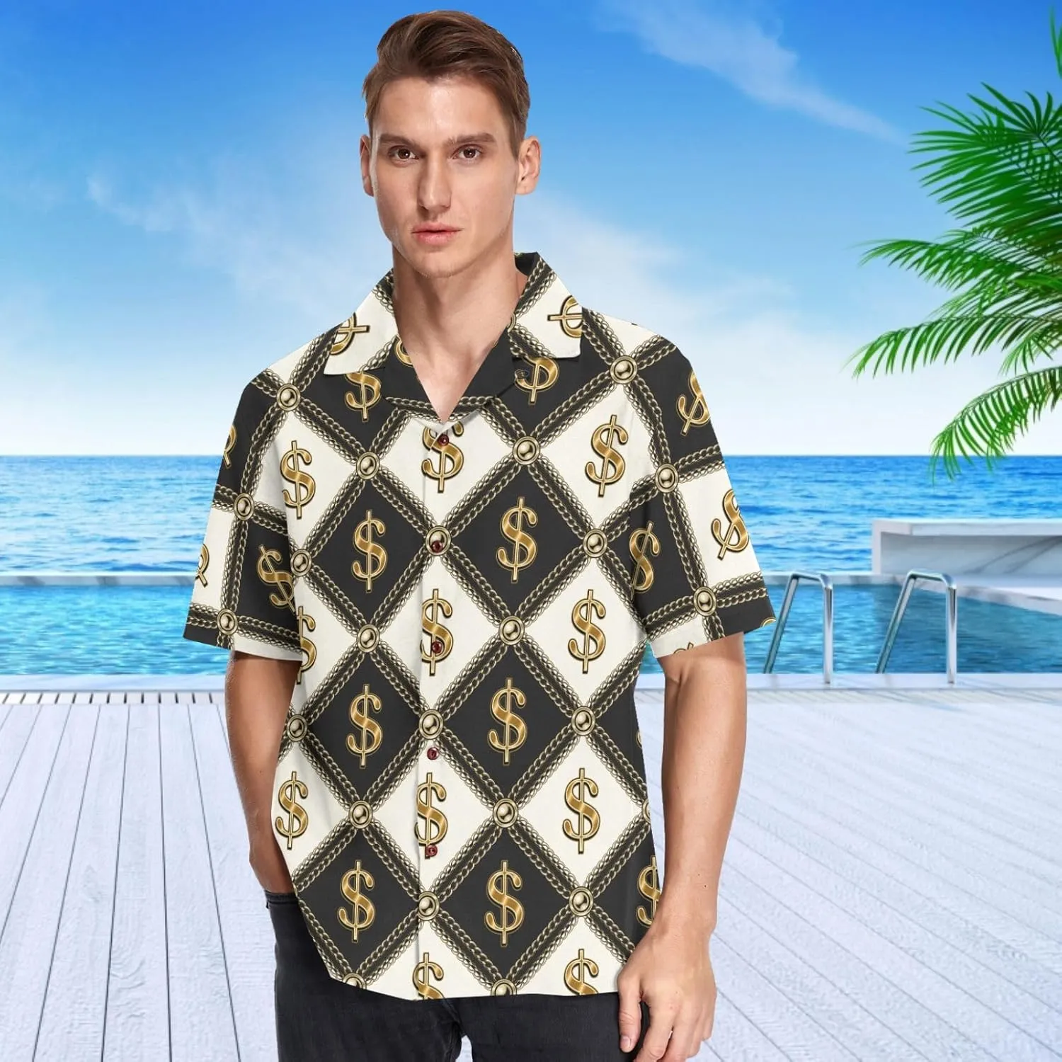 visesunny Hawaiian Bowling Shirts for Men Short Sleeve Regular Fit Summer Beach Casual Button Down Aloha Shirts S-3XL