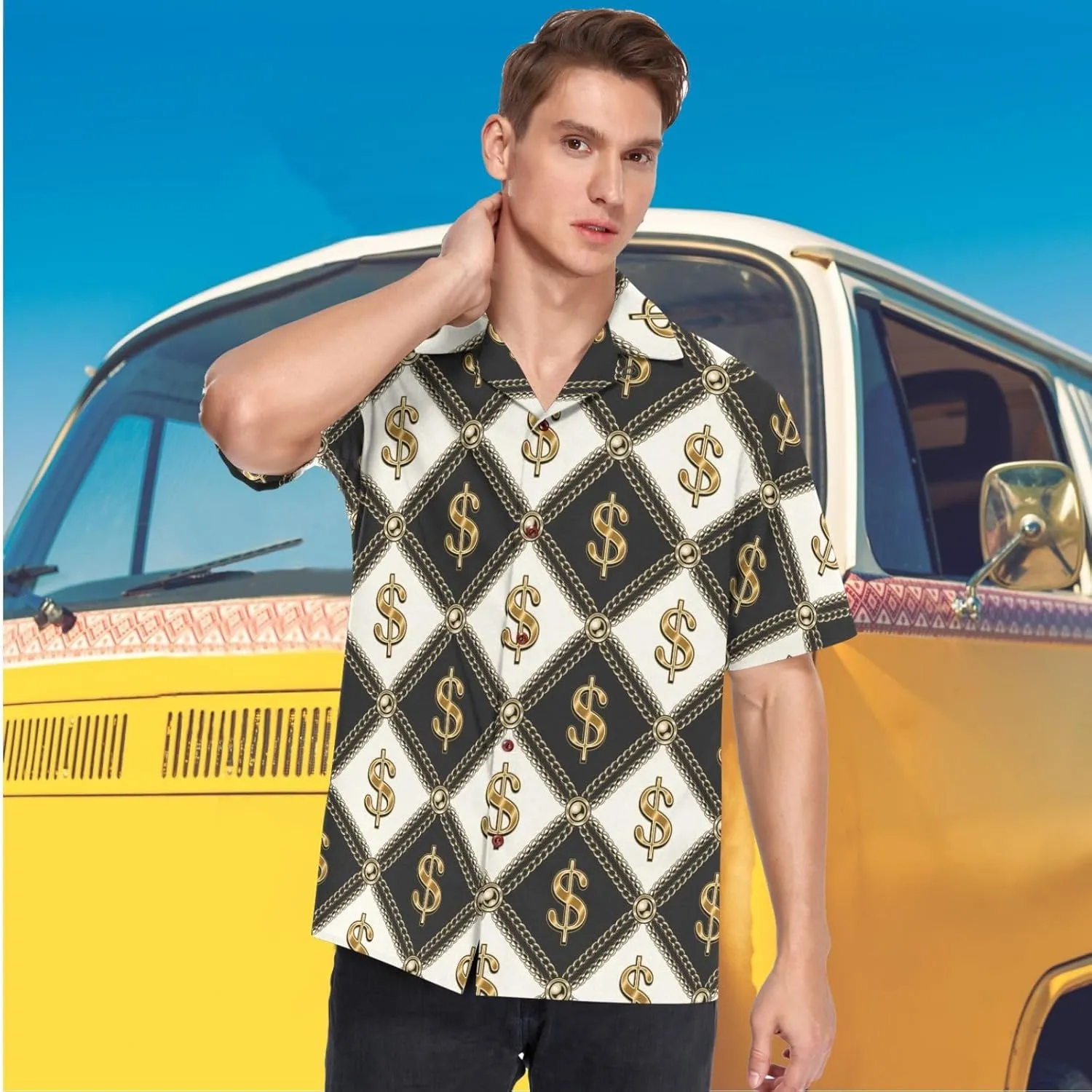visesunny Hawaiian Bowling Shirts for Men Short Sleeve Regular Fit Summer Beach Casual Button Down Aloha Shirts S-3XL