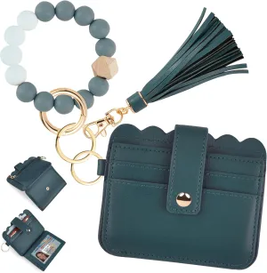 Wallet Keychain Wristlet for Women RFID Card Holder Keychain Key Chain Wallet Key Ring with Wrist Wallet for Women