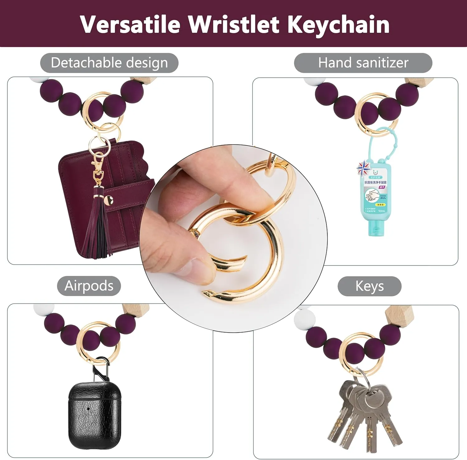Wallet Keychain Wristlet for Women RFID Card Holder Keychain Key Chain Wallet Key Ring with Wrist Wallet for Women