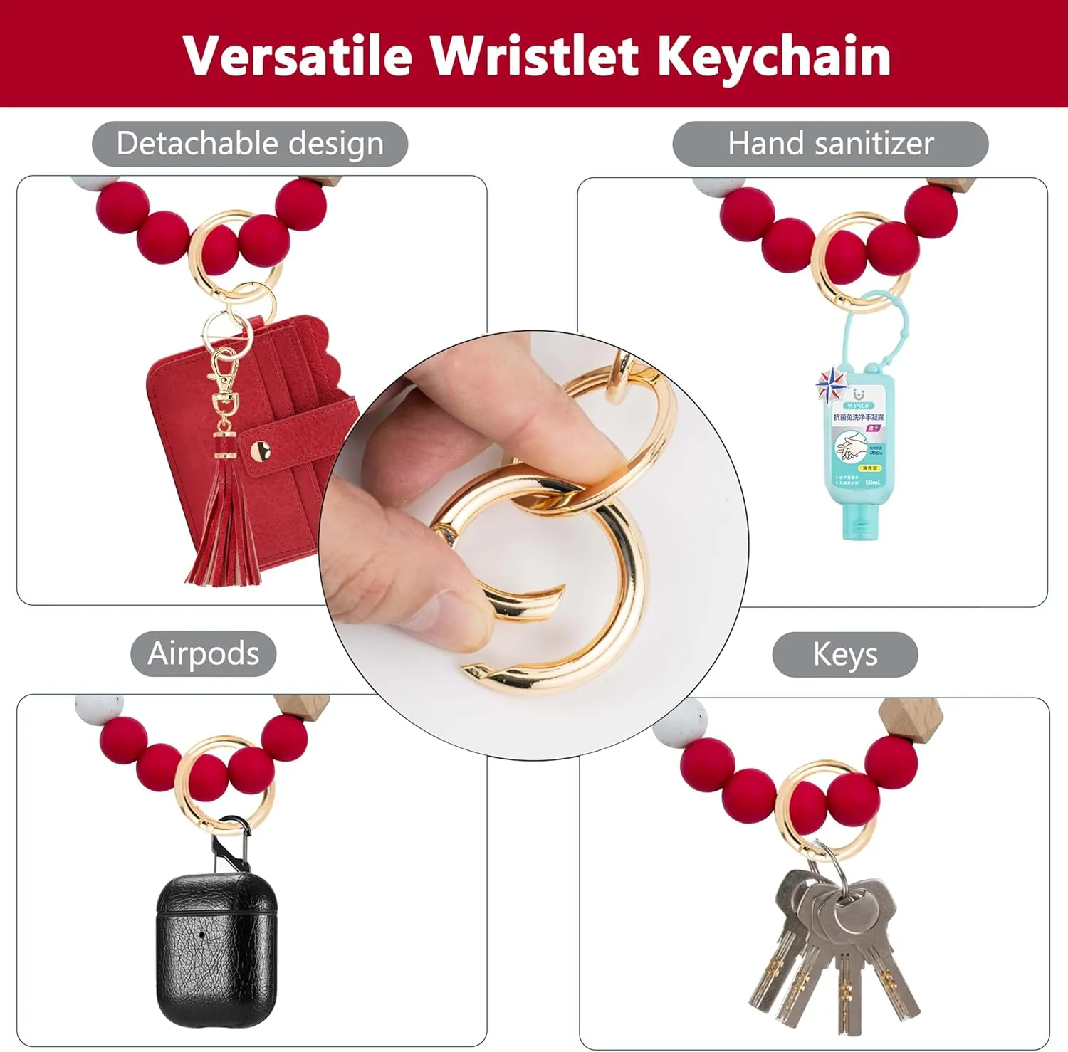 Wallet Keychain Wristlet for Women RFID Card Holder Keychain Key Chain Wallet Key Ring with Wrist Wallet for Women