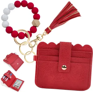 Wallet Keychain Wristlet for Women RFID Card Holder Keychain Key Chain Wallet Key Ring with Wrist Wallet for Women