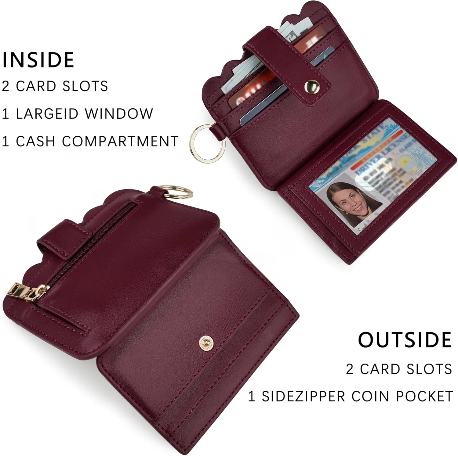 Wallet Keychain Wristlet for Women RFID Card Holder Keychain Key Chain Wallet Key Ring with Wrist Wallet for Women