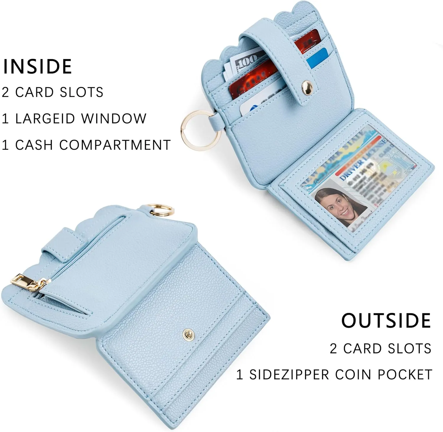 Wallet Keychain Wristlet for Women RFID Card Holder Keychain Key Chain Wallet Key Ring with Wrist Wallet for Women