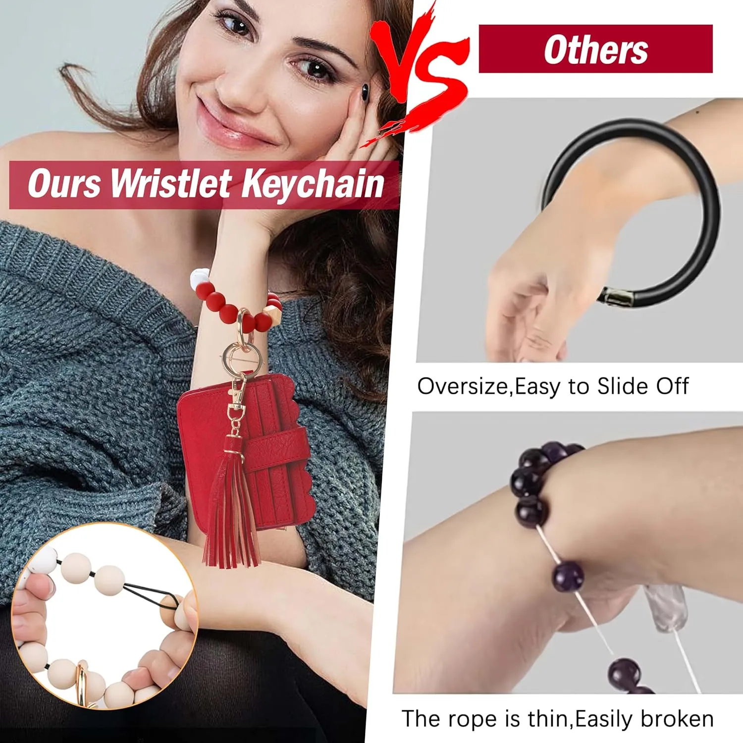 Wallet Keychain Wristlet for Women RFID Card Holder Keychain Key Chain Wallet Key Ring with Wrist Wallet for Women