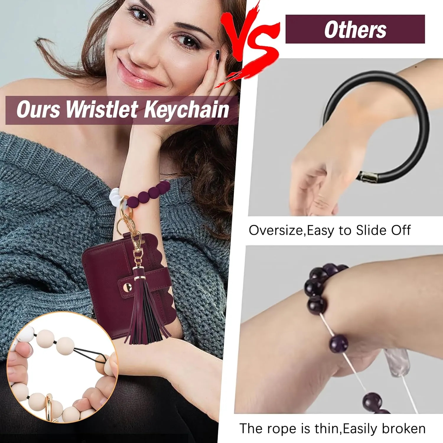 Wallet Keychain Wristlet for Women RFID Card Holder Keychain Key Chain Wallet Key Ring with Wrist Wallet for Women