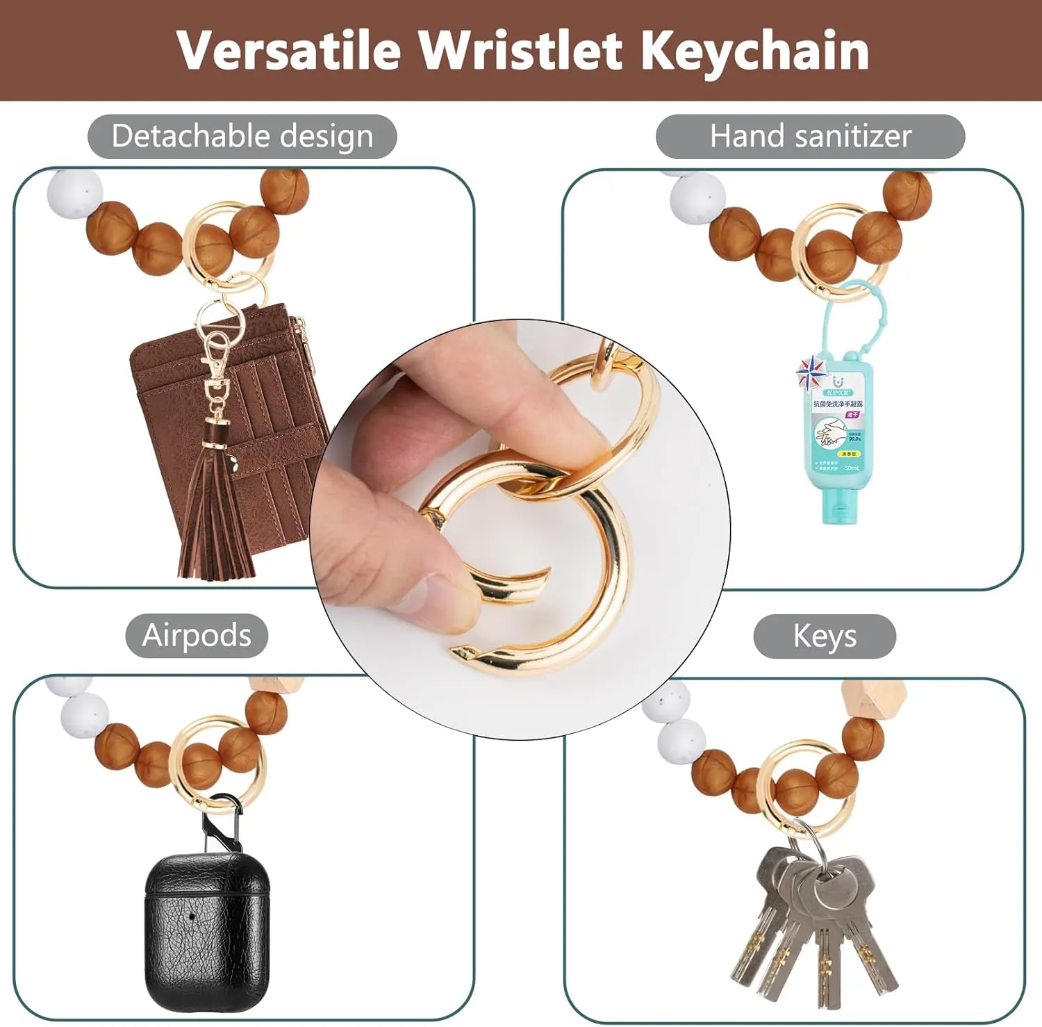 Wallet Keychain Wristlet for Women,Slim RFID Credit Card Holder Purse Tassel Keychain Bangle Key Ring for Men Women