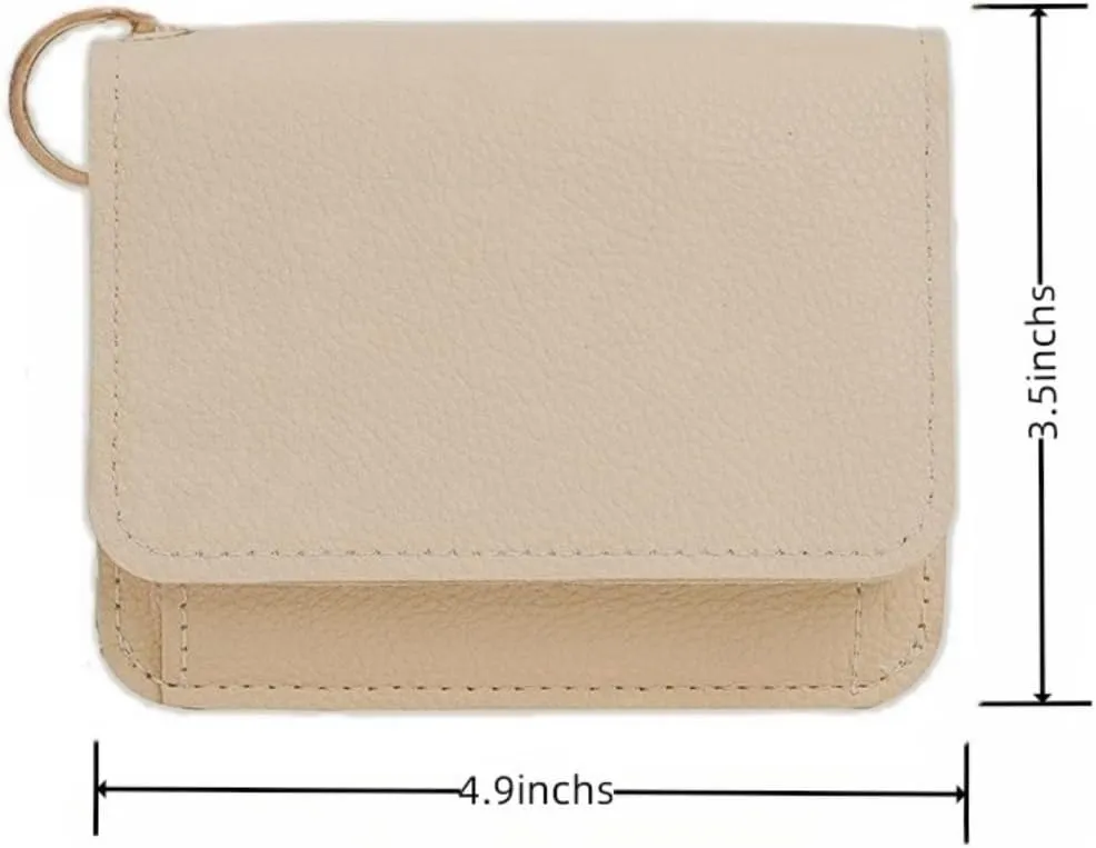 Wallet Women Keychain Bracelet Credit Idcard Coin Purse Pocket Thin Wallet,Rfid Wristlet Zip Card Cases & Money Organizers(Khaki)