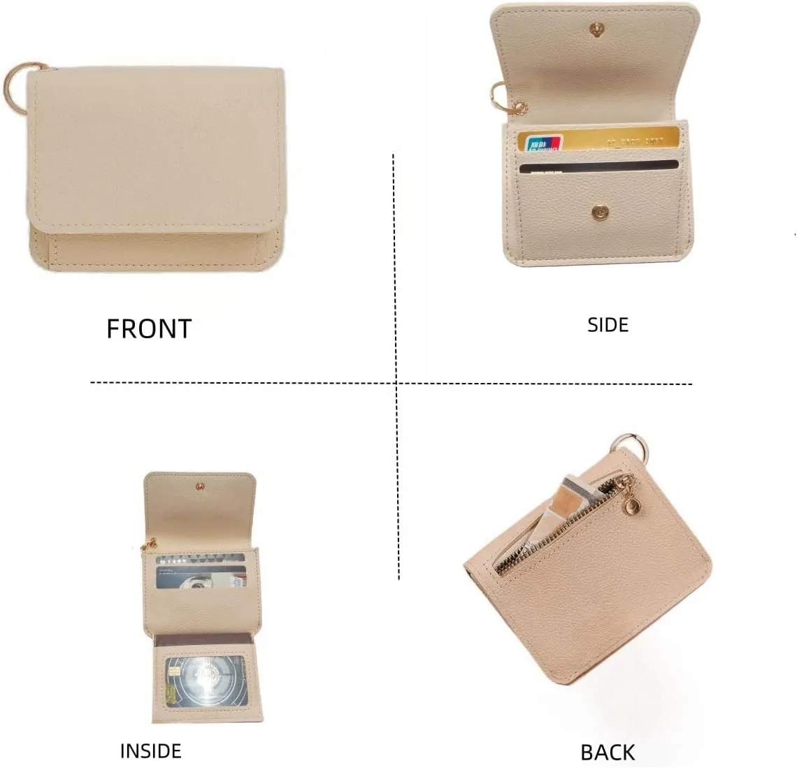 Wallet Women Keychain Bracelet Credit Idcard Coin Purse Pocket Thin Wallet,Rfid Wristlet Zip Card Cases & Money Organizers(Khaki)