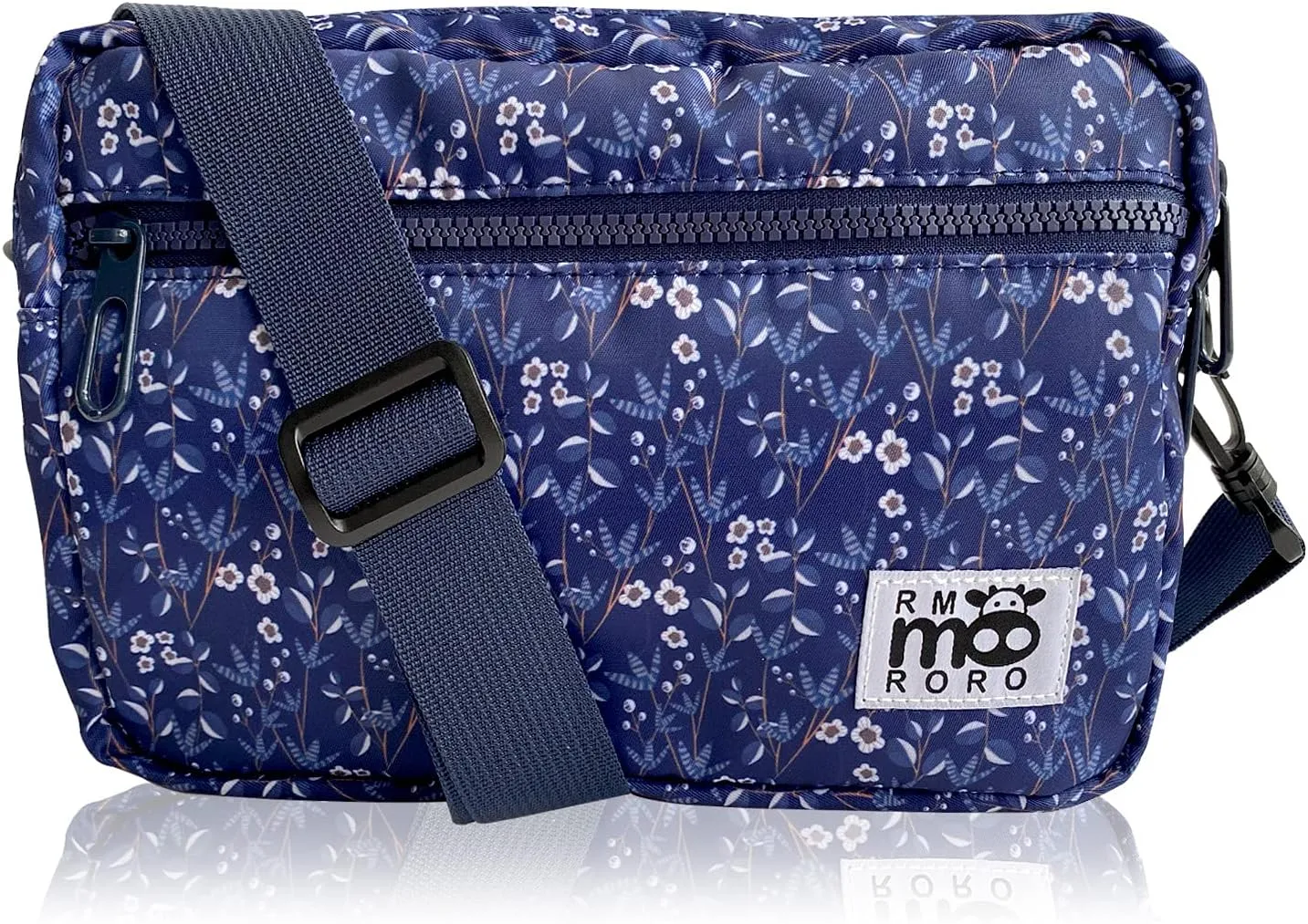 Water Resistant Messenger Bag Crossbody Sling Purse Multi Pockets for hiking travel sports Floral