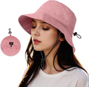 Waterproof Bucket Hat Women - UV Protection Rain Hats Ladies Packable Foldable Fishing Hat