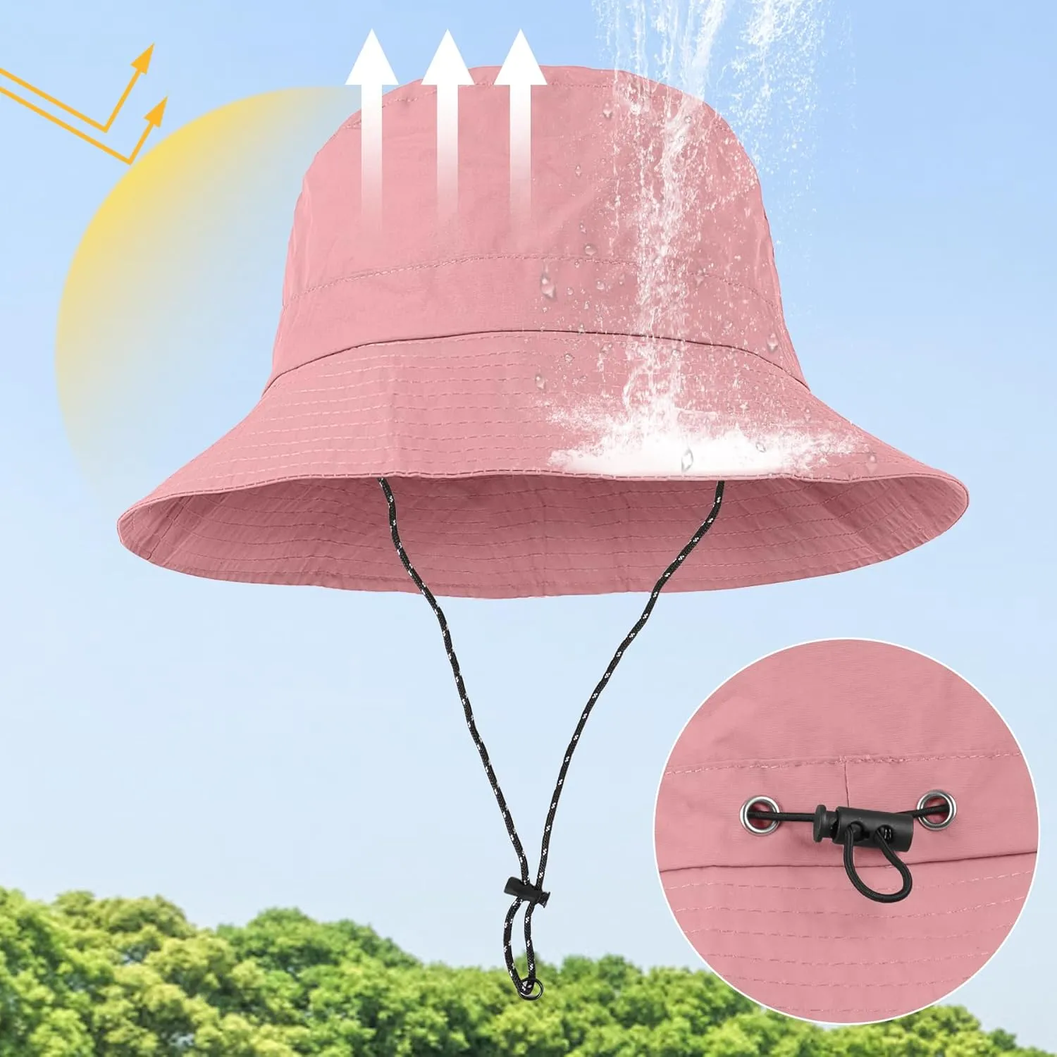 Waterproof Bucket Hat Women - UV Protection Rain Hats Ladies Packable Foldable Fishing Hat