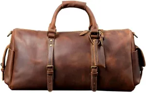 Waterproof Leather Large Carry On Bag Travel Tote Duffel for Men Overnight Weekend Gym Luggage