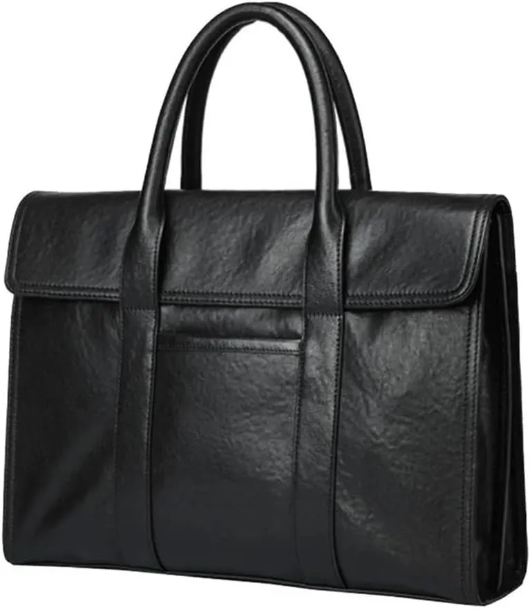 Waterproof Vintage Genuine Leather Laptop Briefcase Travel Tote Duffel Bag for Men For Office Business