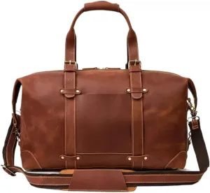 Waterproof Vintage Leather Satchel Bag Retro Shoulder Overnight Weekend Gym Carry On Luggage for Men Travel