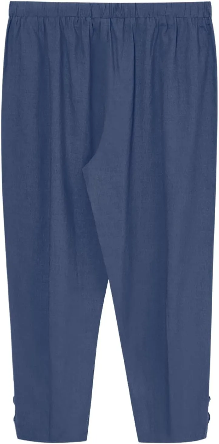 WENKOMG1 Mens Cotton Linen Pants Ankle Length Baggy Style Harem Pants Lightweight Breathable Casual Beach Pants