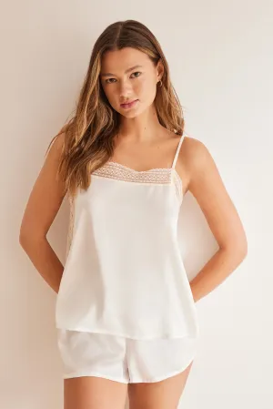White short satin pyjamas