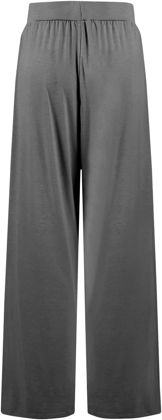Wide Leg Dress Pants for Women High Waist Lounge Pants with Pockets Loose Stretch Dress Work Trouser Pants