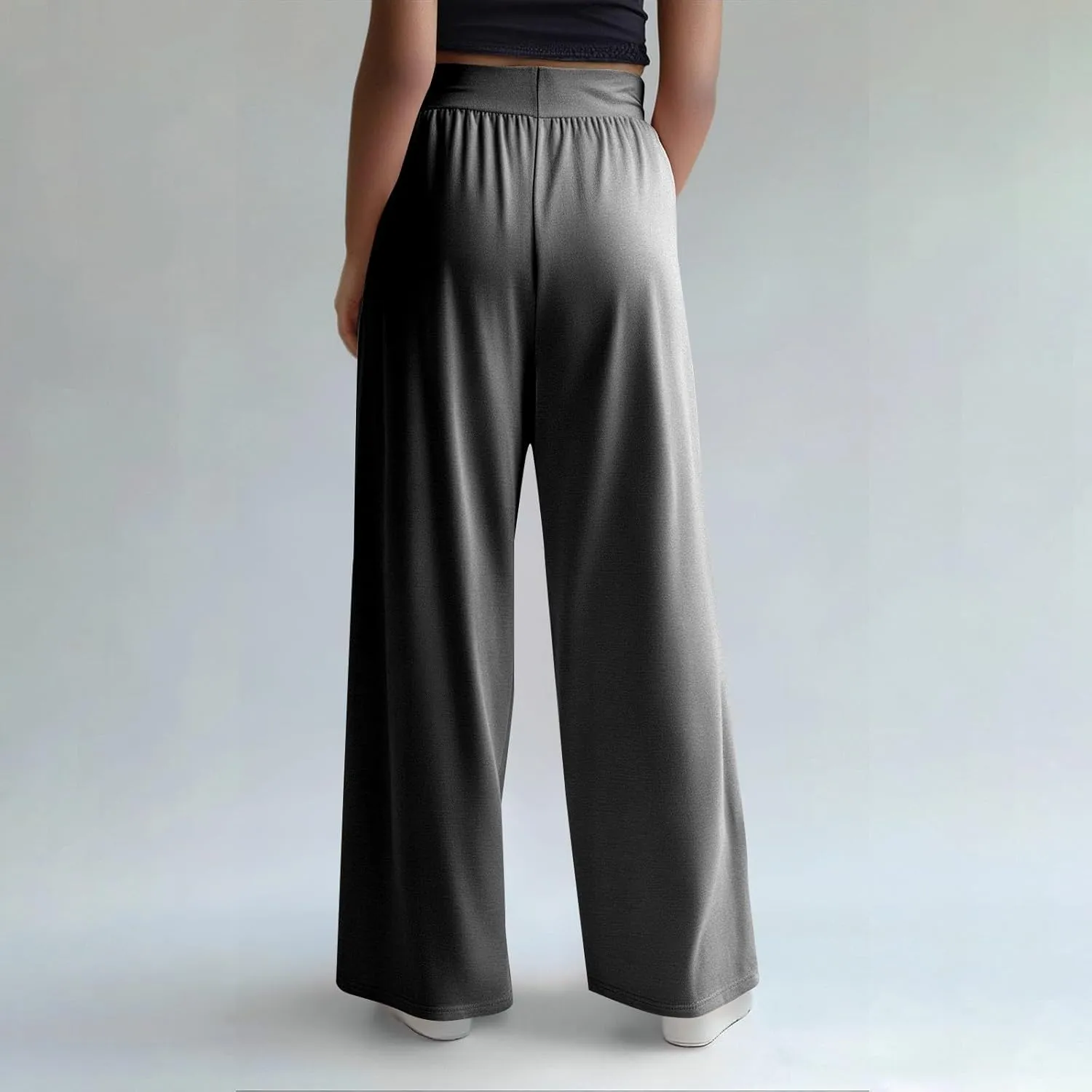Wide Leg Dress Pants for Women High Waist Lounge Pants with Pockets Loose Stretch Dress Work Trouser Pants