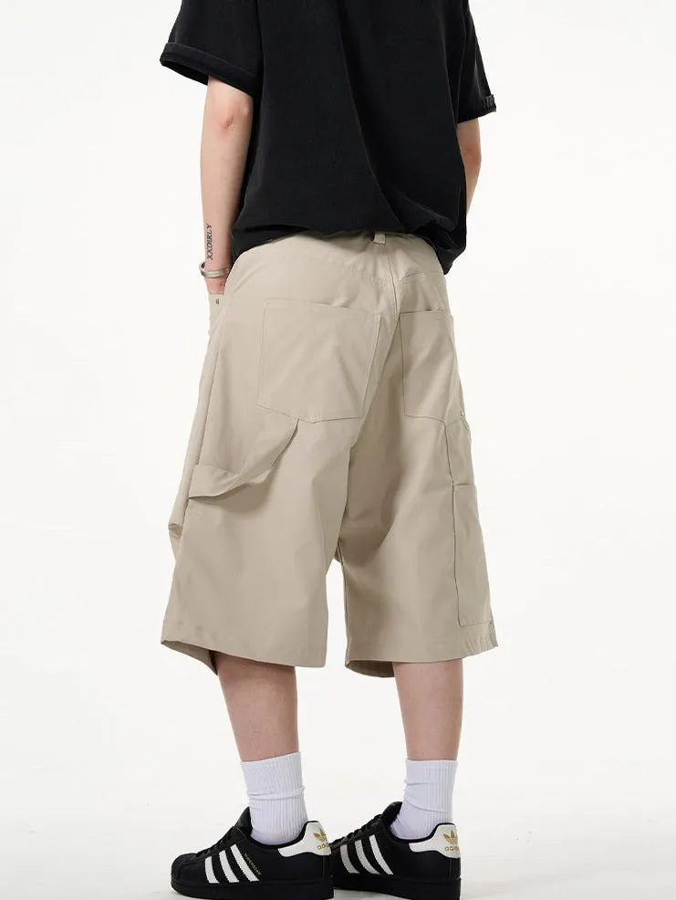 Wide-Leg Utility Knee-Length Capri Shorts