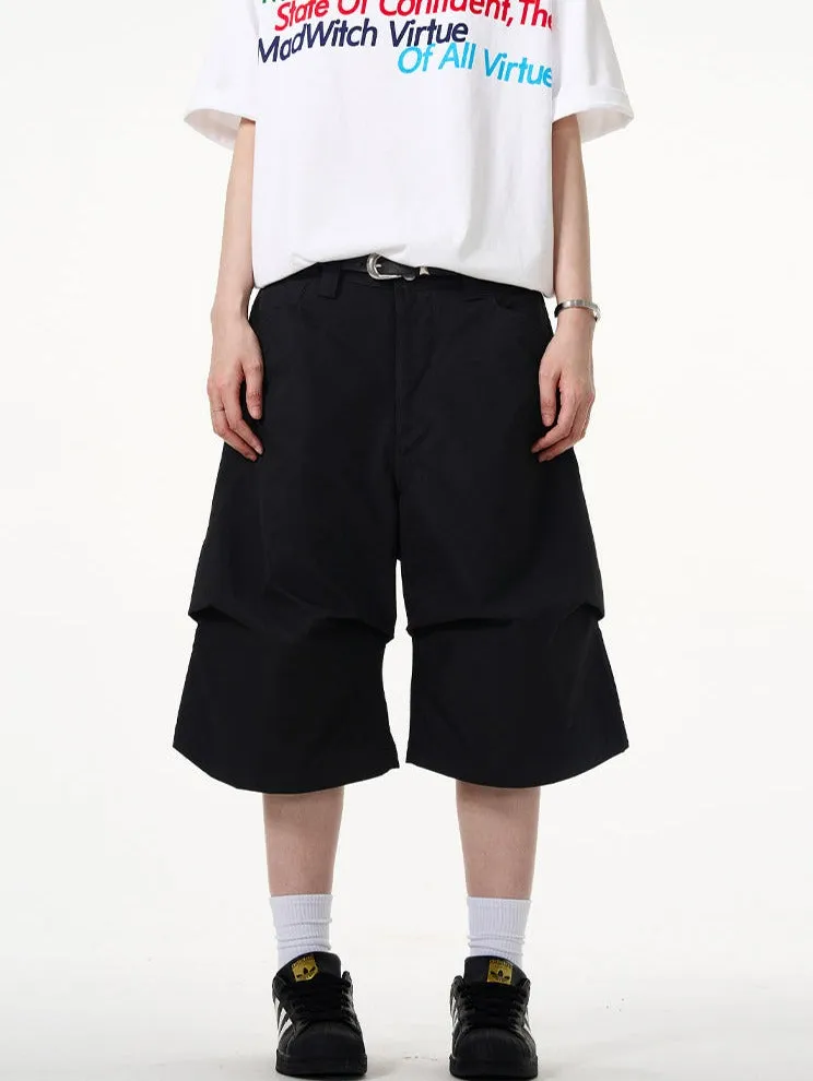 Wide-Leg Utility Knee-Length Capri Shorts