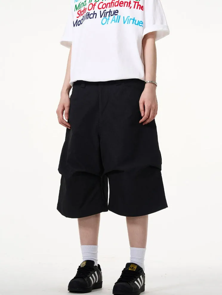 Wide-Leg Utility Knee-Length Capri Shorts