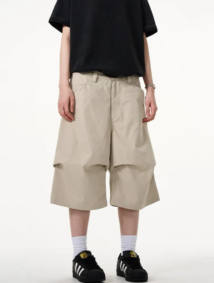 Wide-Leg Utility Knee-Length Capri Shorts
