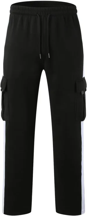 Winter Sweatpants for Men Cargo Pants Casual Athletic Workout Jogger Pants Loose Straight Trousers with Multi Pockets